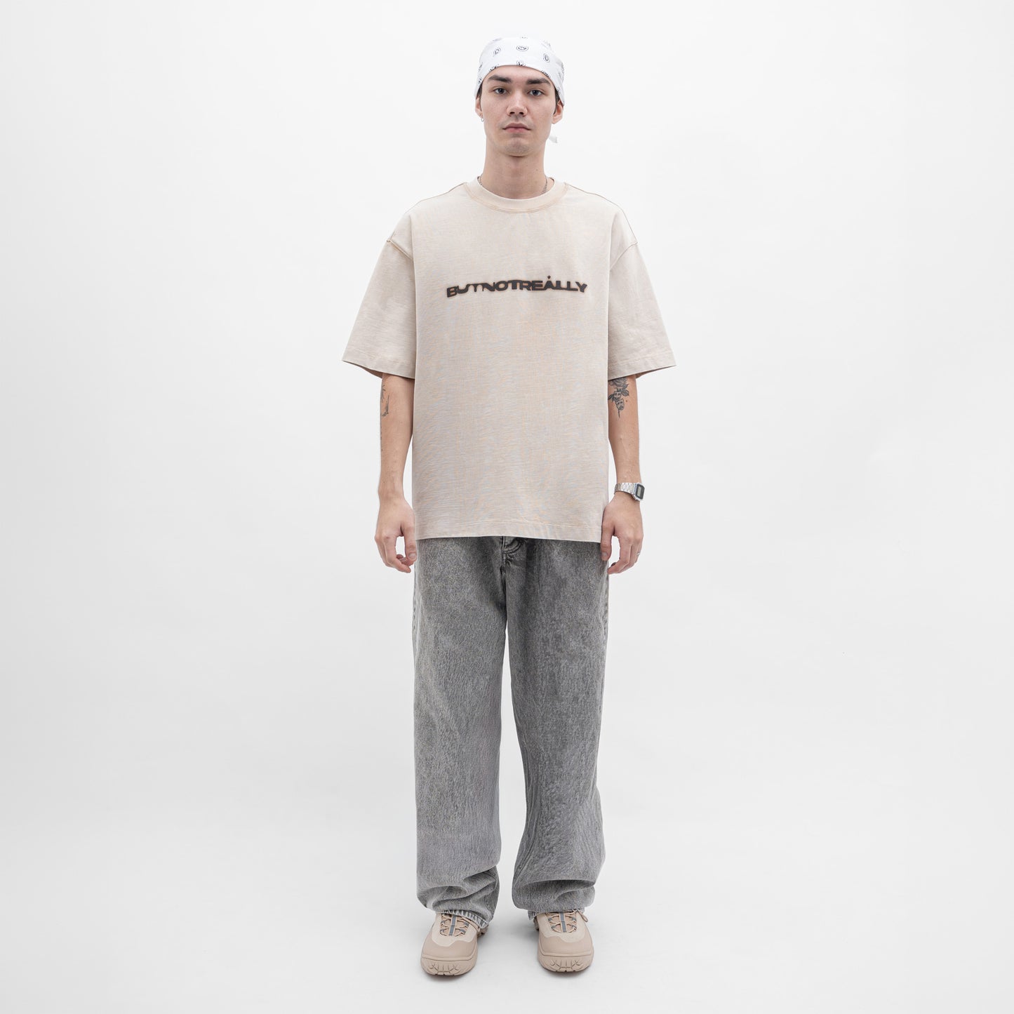 ButNotReally™ Stone-Washed Graphic Cotton Oversized Tee