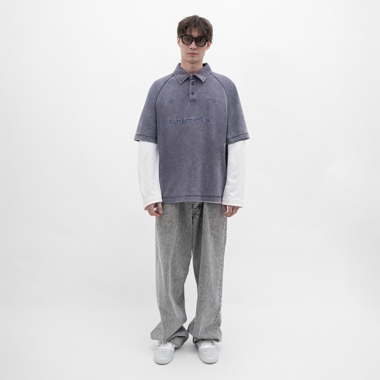 ButNotReally™ Stone-Washed Cotton Oversized Polo Tee