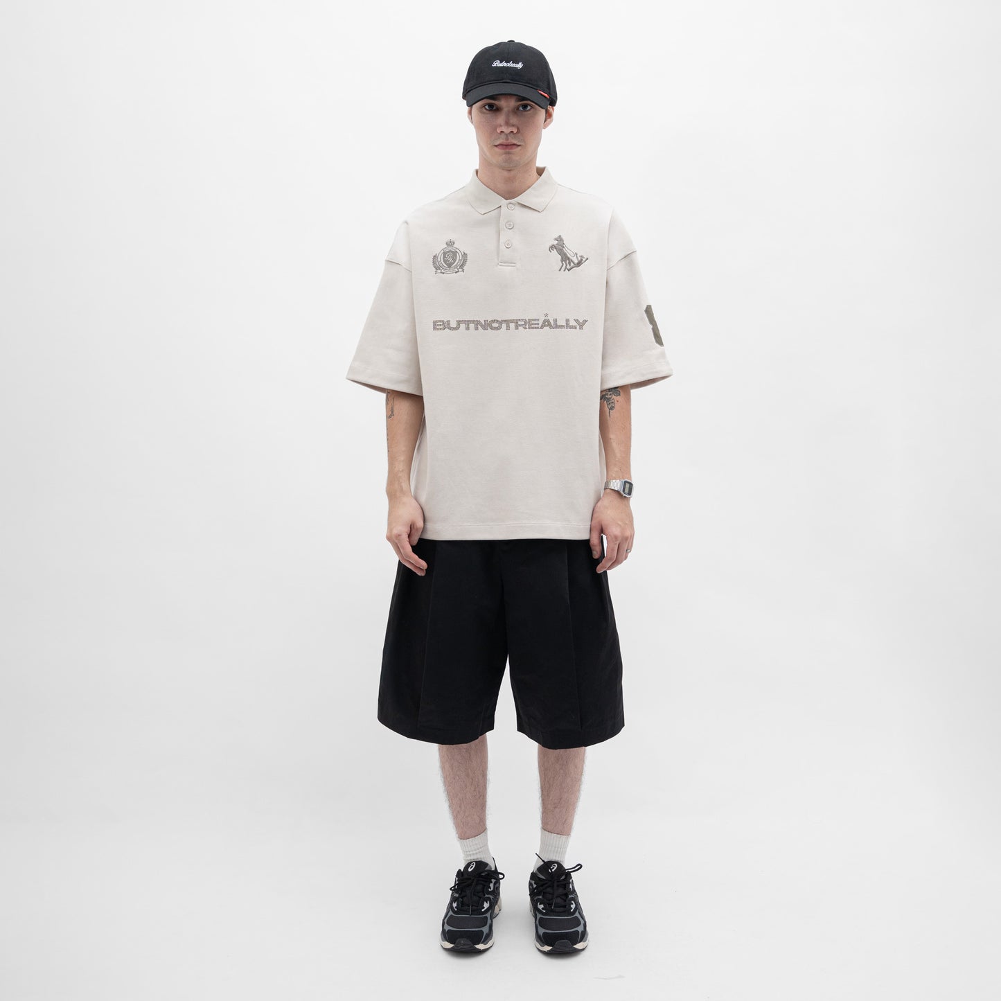 ButNotReally™ Graphic Interlock Oversized Polo Tee