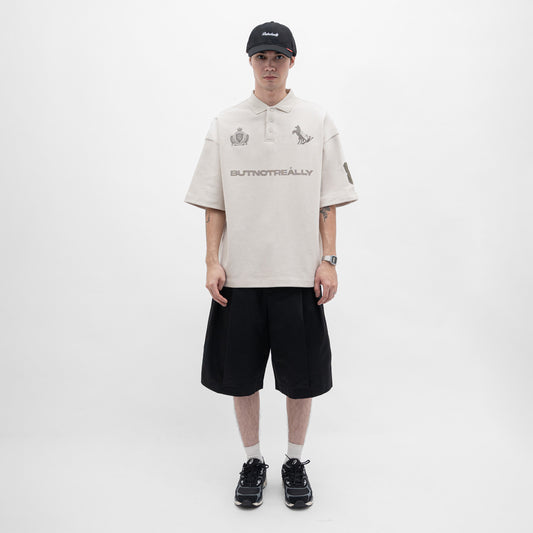 ButNotReally™ Graphic Interlock Oversized Polo Tee