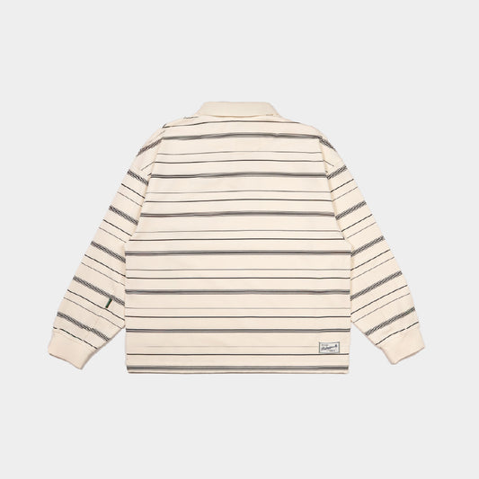 ButNotReally™ Stripes Cotton Long Sleeve Polo Tee