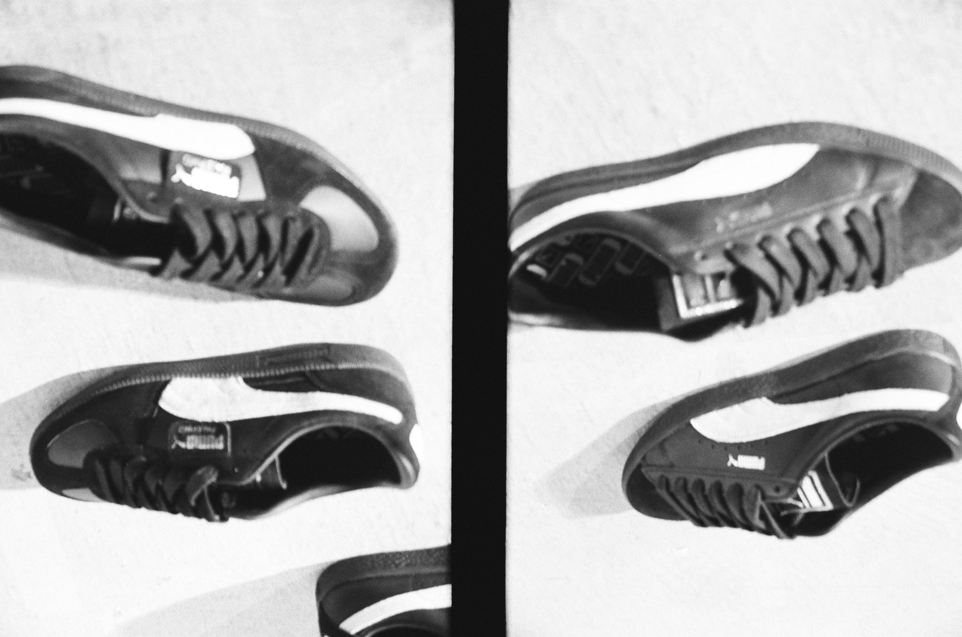 The classic popular models representing PUMA, "SUEDE" and "Palermo," have been updated with a premium black × white base simple design and released by atmos.