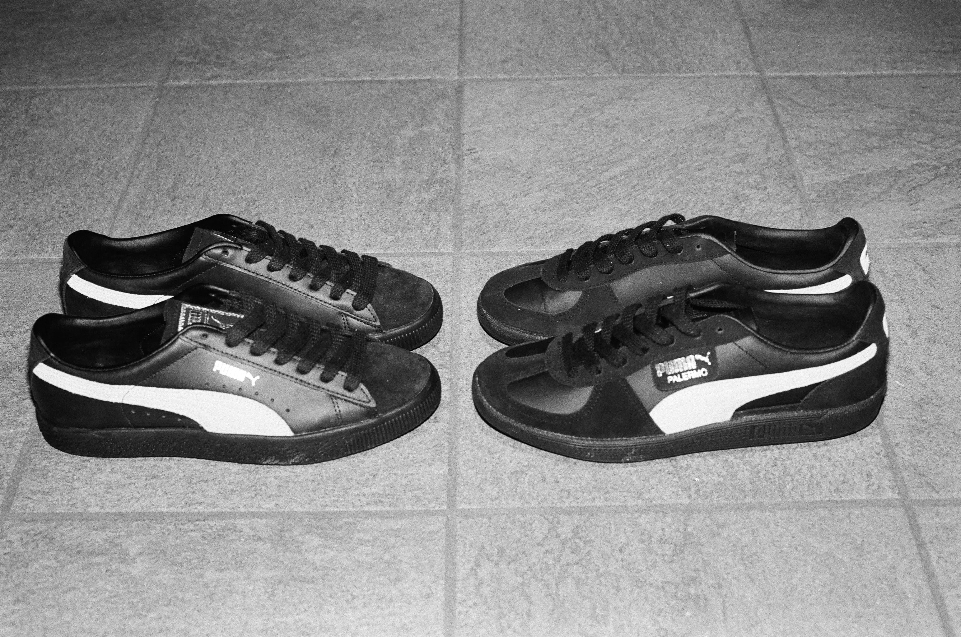 The classic popular models representing PUMA, "SUEDE" and "Palermo," have been updated with a premium black × white base simple design and released by atmos.