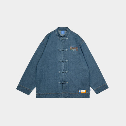 atmos x Tiger Chambray Chinese Button Long Sleeves Denim Jacket