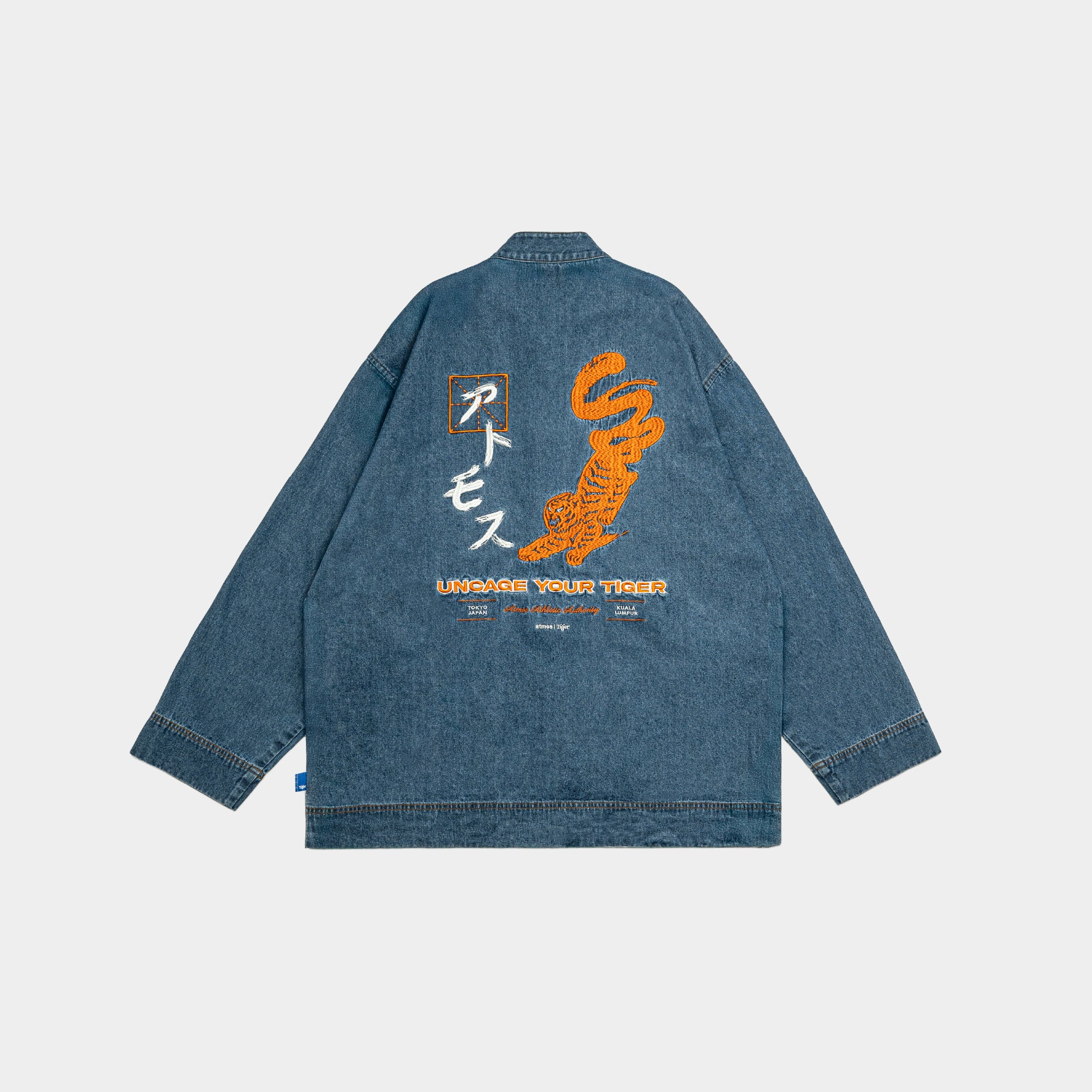  x Atmos Denim パーカー 【Mサイズ】 atmos x Tiger Chambray Chinese Button Long Sleeves Denim Jacket