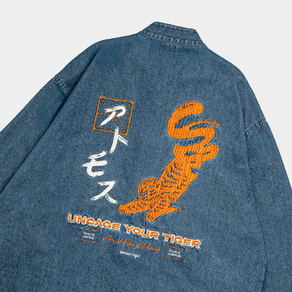 atmos x Tiger Chambray Chinese Button Long Sleeves Denim Jacket