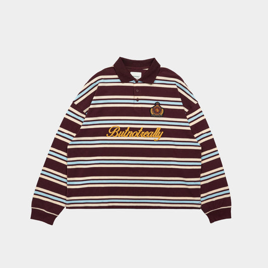 ButNotReally™ Stripes Cotton Long Sleeves Polo Tee
