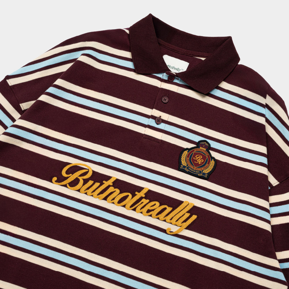 ButNotReally™ Stripes Cotton Long Sleeves Polo Tee