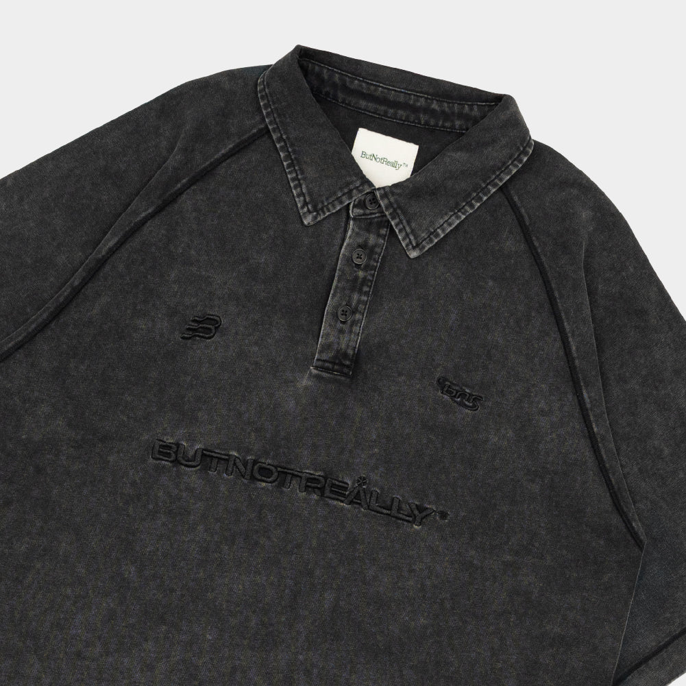 ButNotReally™ Stone-Washed Cotton Oversized Polo Tee