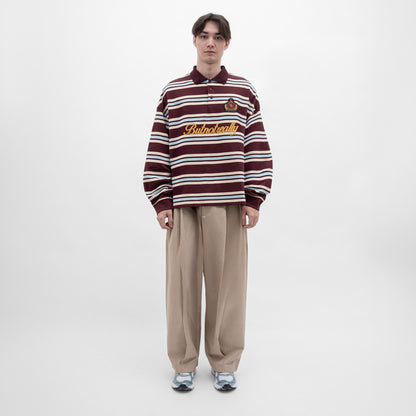 ButNotReally™ Stripes Cotton Long Sleeves Polo Tee