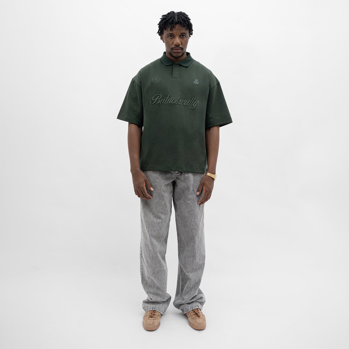 ButNotReally™ Graphic Interlock Oversized Polo Tee