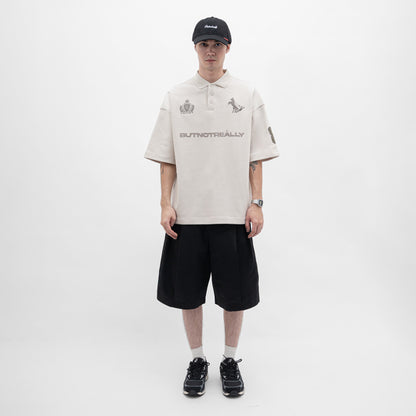 ButNotReally™ Graphic Interlock Oversized Polo Tee