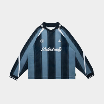 ButNotReally™ Mesh Stripes Oversized Longsleeves Polo Jersey