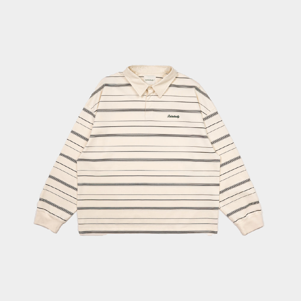 ButNotReally™ Stripes Cotton Long Sleeve Polo Tee