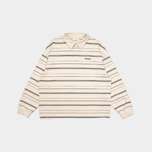 ButNotReally™ Stripes Cotton Long Sleeve Polo Tee