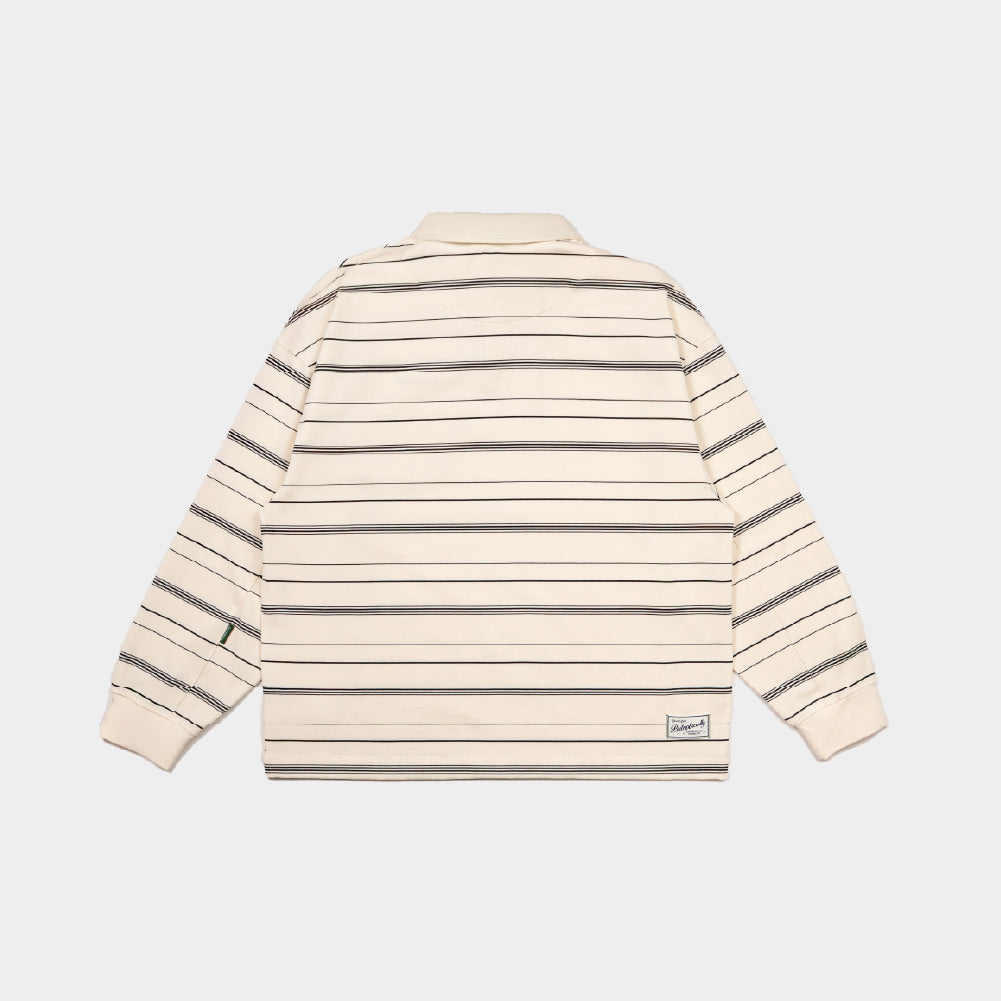 ButNotReally™ Stripes Cotton Long Sleeve Polo Tee
