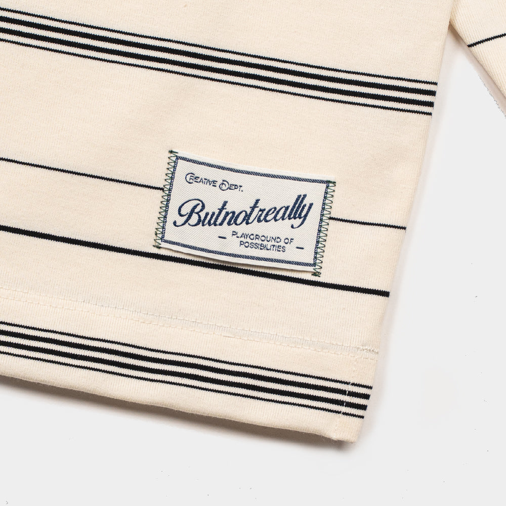 ButNotReally™ Stripes Cotton Long Sleeve Polo Tee