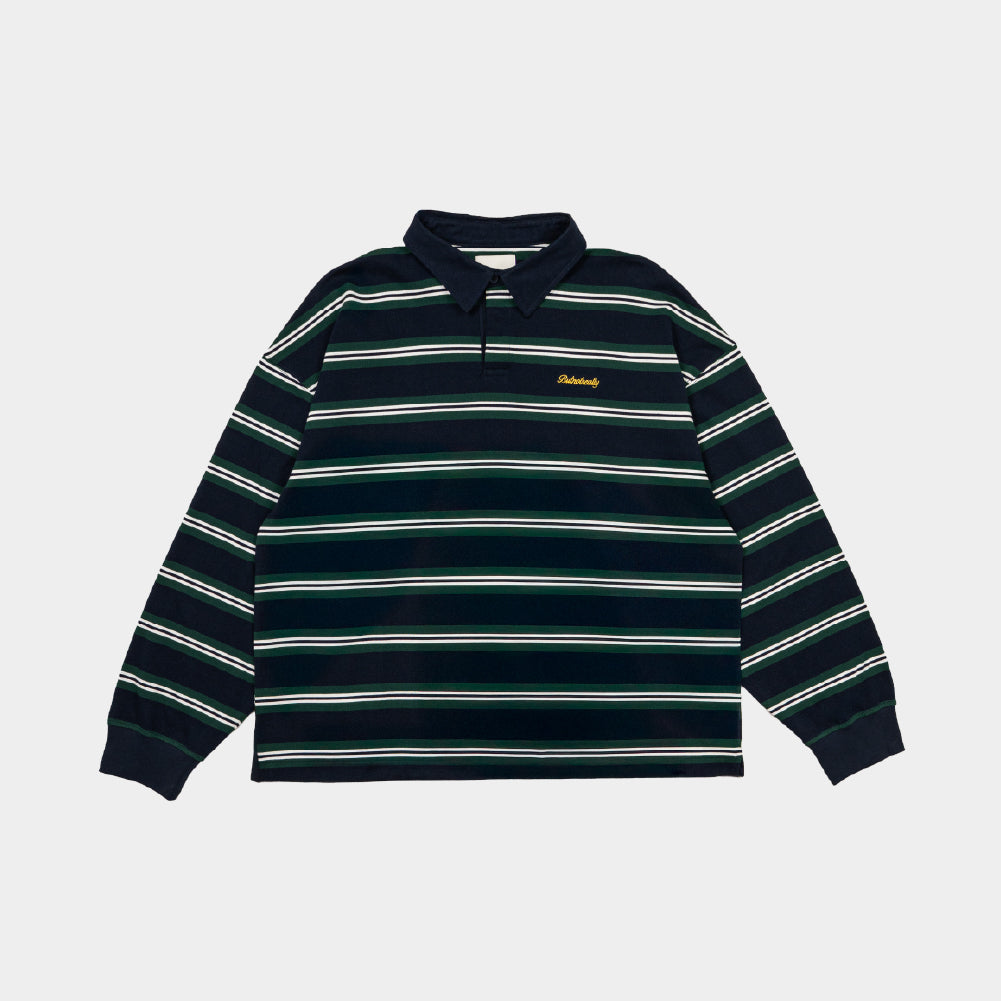 ButNotReally™ Stripes Interlock Long Sleeves Polo Tee