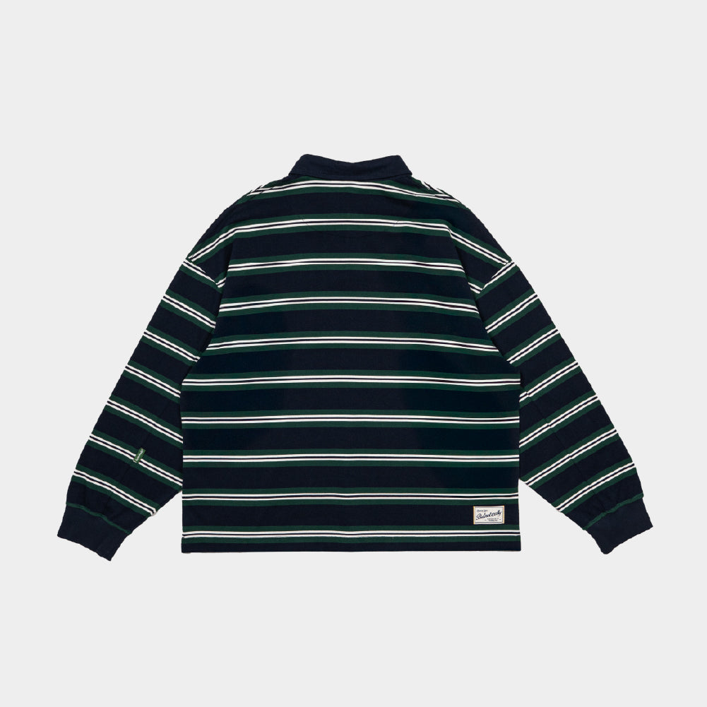 ButNotReally™ Stripes Interlock Long Sleeves Polo Tee