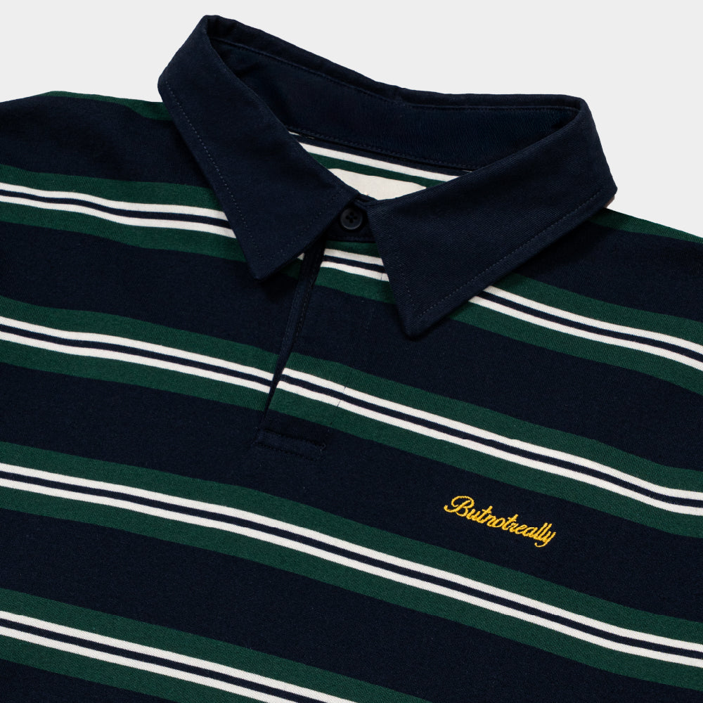 ButNotReally™ Stripes Cotton Long Sleeve Polo Tee
