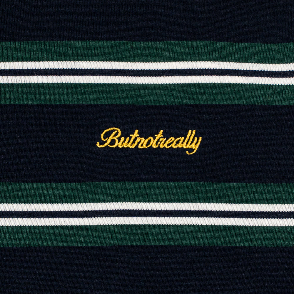 ButNotReally™ Stripes Interlock Long Sleeves Polo Tee