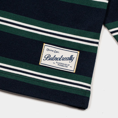 ButNotReally™ Stripes Interlock Long Sleeves Polo Tee