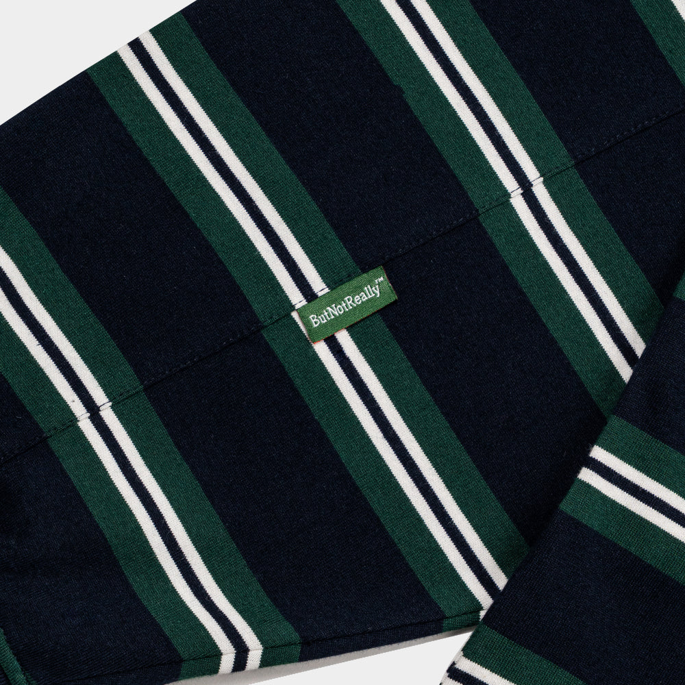 ButNotReally™ Stripes Cotton Long Sleeve Polo Tee