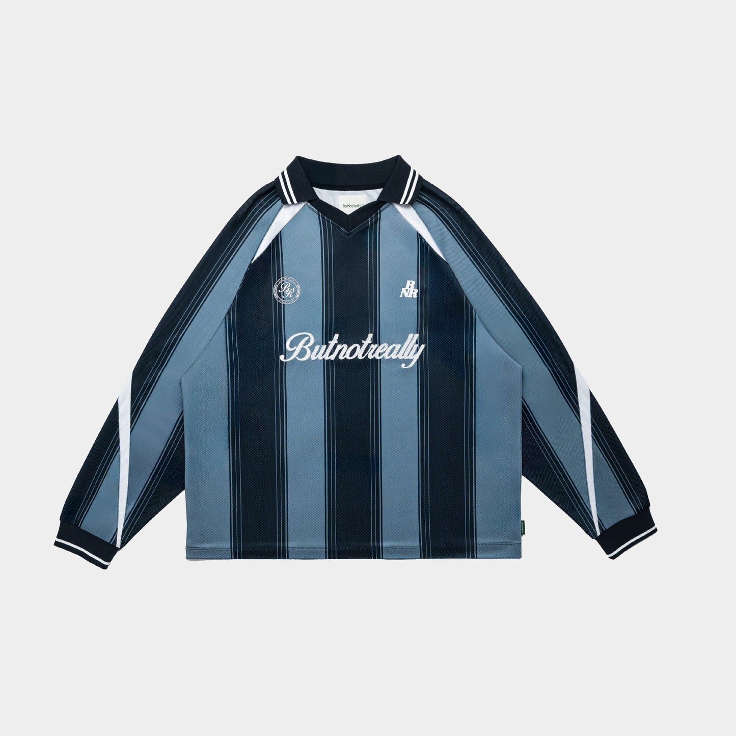 ButNotReally™ Mesh Stripes Oversized Longsleeves Polo Jersey