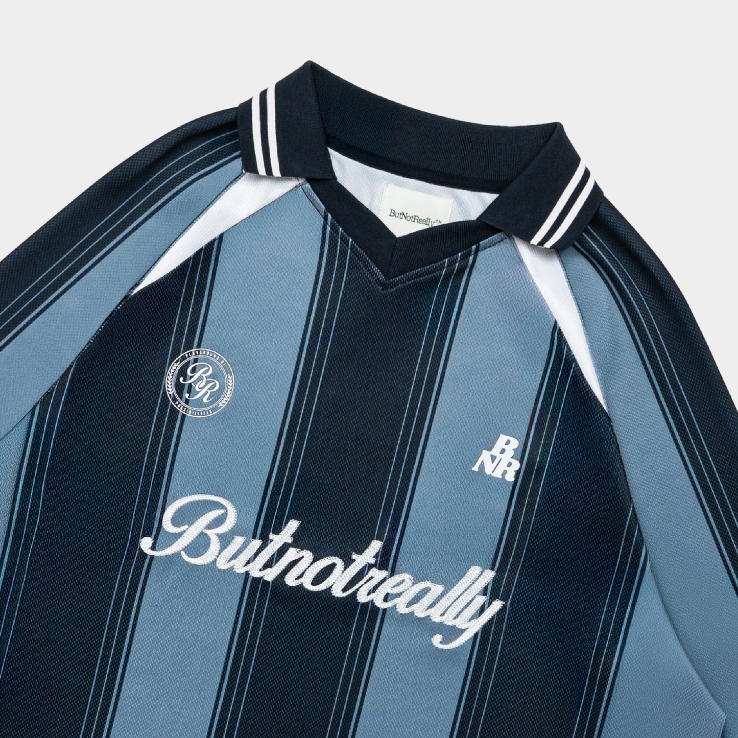 ButNotReally™ Mesh Stripes Oversized Longsleeves Polo Jersey