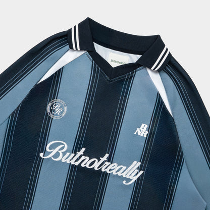 ButNotReally™ Mesh Stripes Oversized Longsleeves Polo Jersey