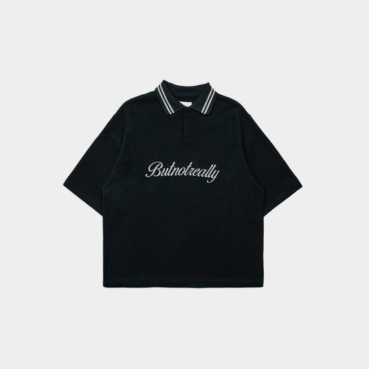 ButNotReally™ Graphic Oversized Knitted Polo Tee