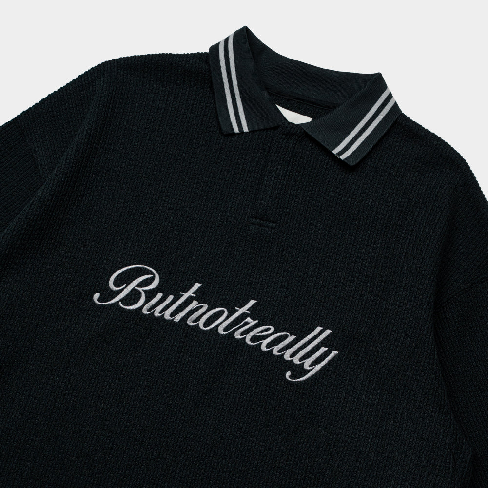 ButNotReally™ Graphic Oversized Knitted Polo Tee