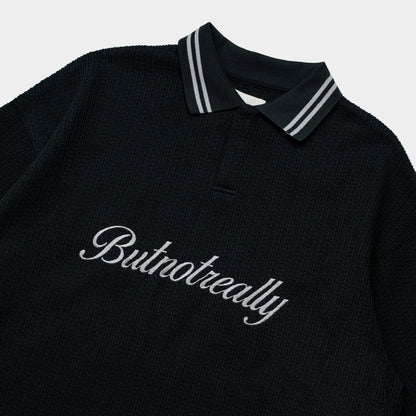 ButNotReally™ Graphic Oversized Knitted Polo Tee
