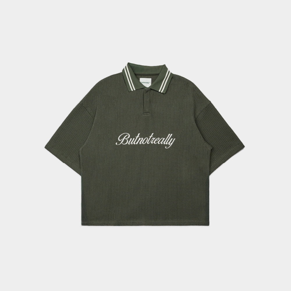ButNotReally™ Graphic Oversized Knitted Polo Tee