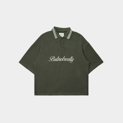 ButNotReally™ Graphic Oversized Knitted Polo Tee
