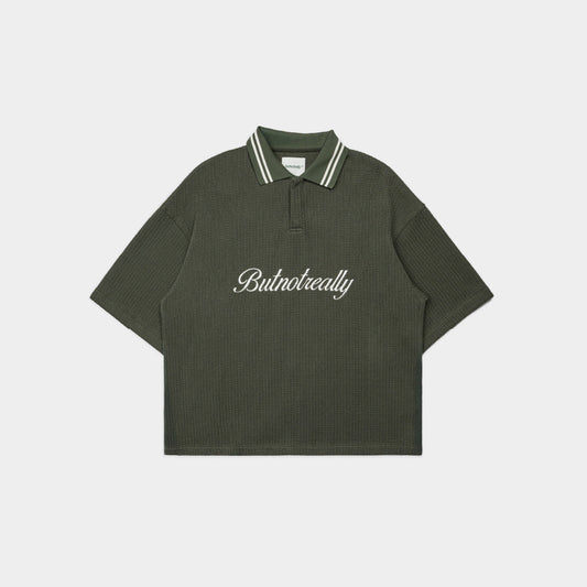 ButNotReally™ Graphic Oversized Knitted Polo Tee