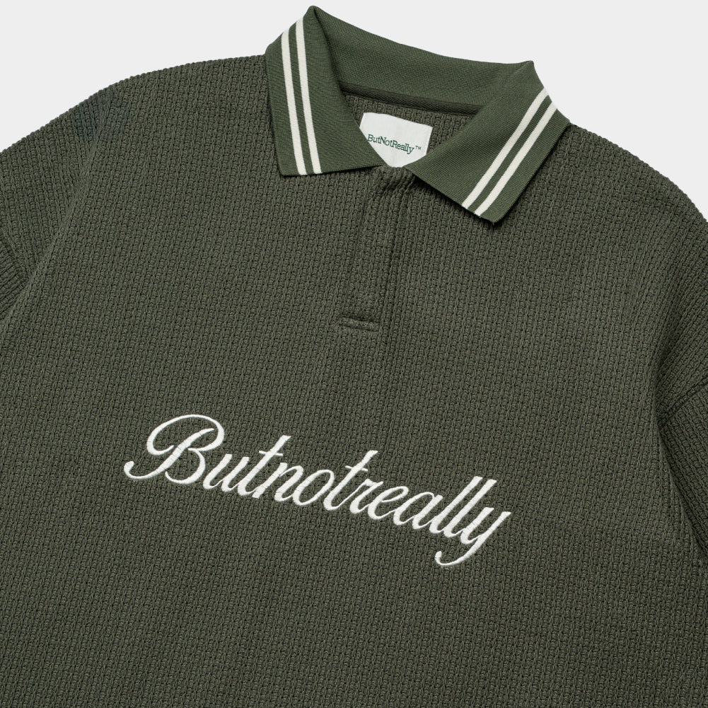 ButNotReally™ Graphic Oversized Knitted Polo Tee