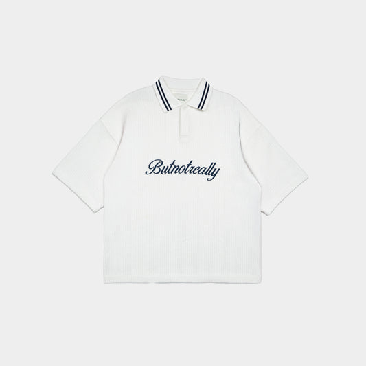 ButNotReally™ Graphic Oversized Knitted Polo Tee