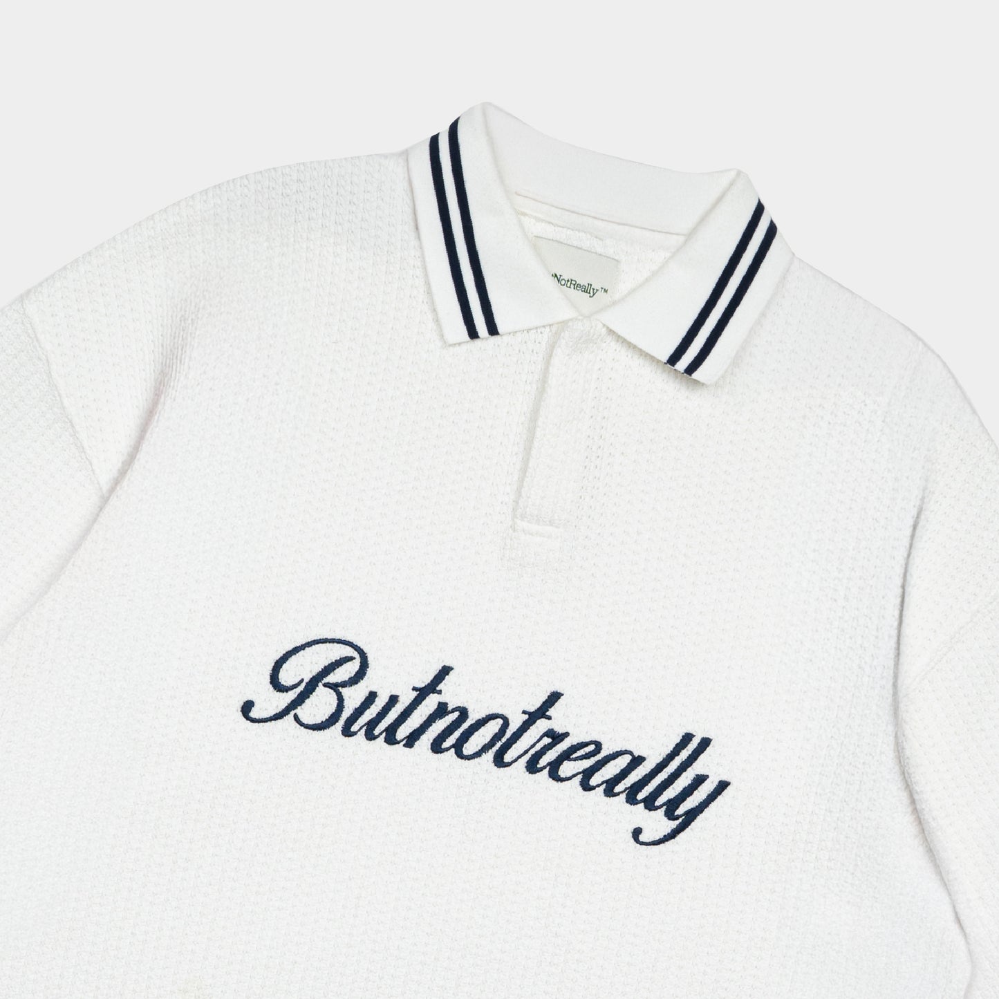 ButNotReally™ Graphic Oversized Knitted Polo Tee