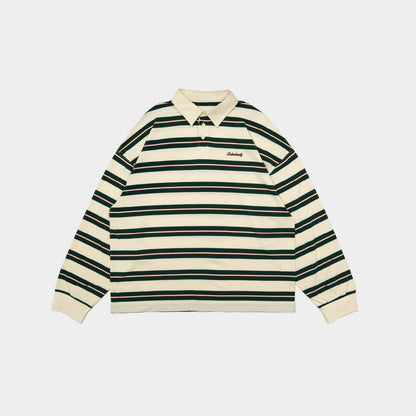 ButNotReally™ Stripes Interlock Long Sleeves Polo Tee