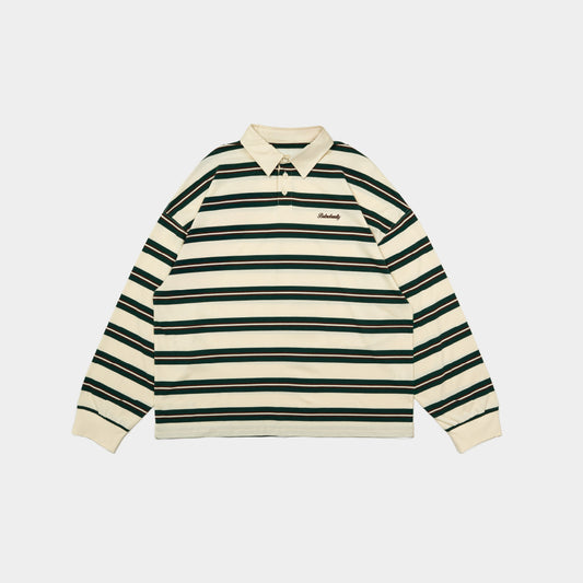 ButNotReally™ Stripes Interlock Long Sleeves Polo Tee