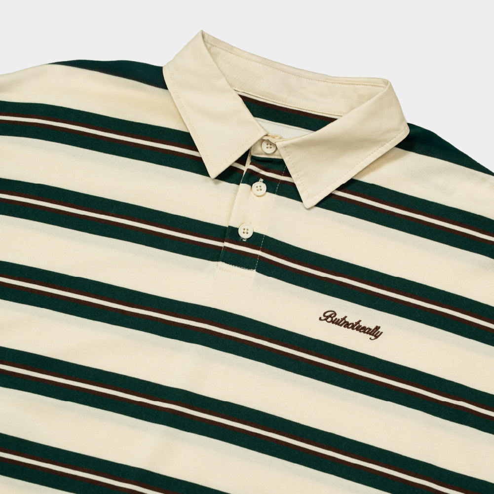 ButNotReally™ Stripes Interlock Long Sleeves Polo Tee