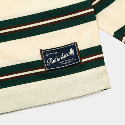 ButNotReally™ Stripes Interlock Long Sleeves Polo Tee