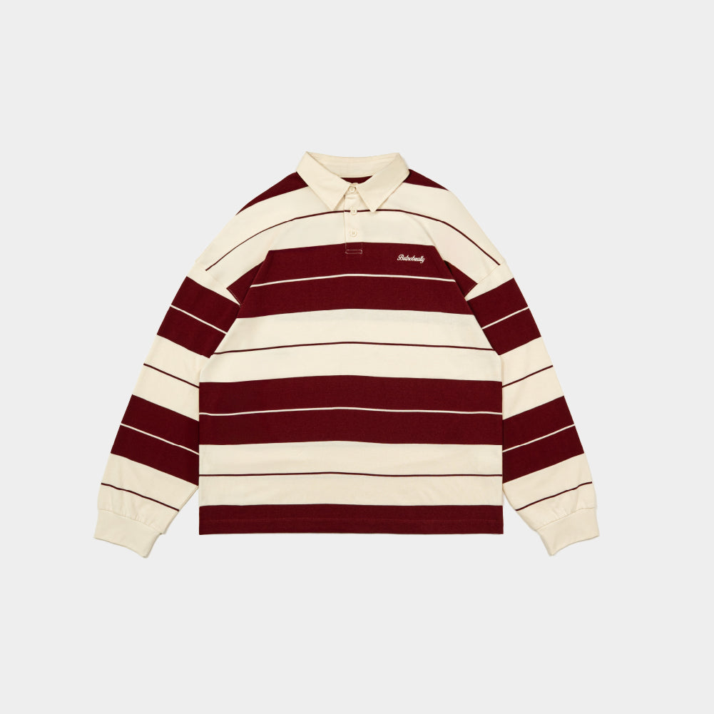 ButNotReally™ Stripes Interlock Long Sleeves Polo Tee