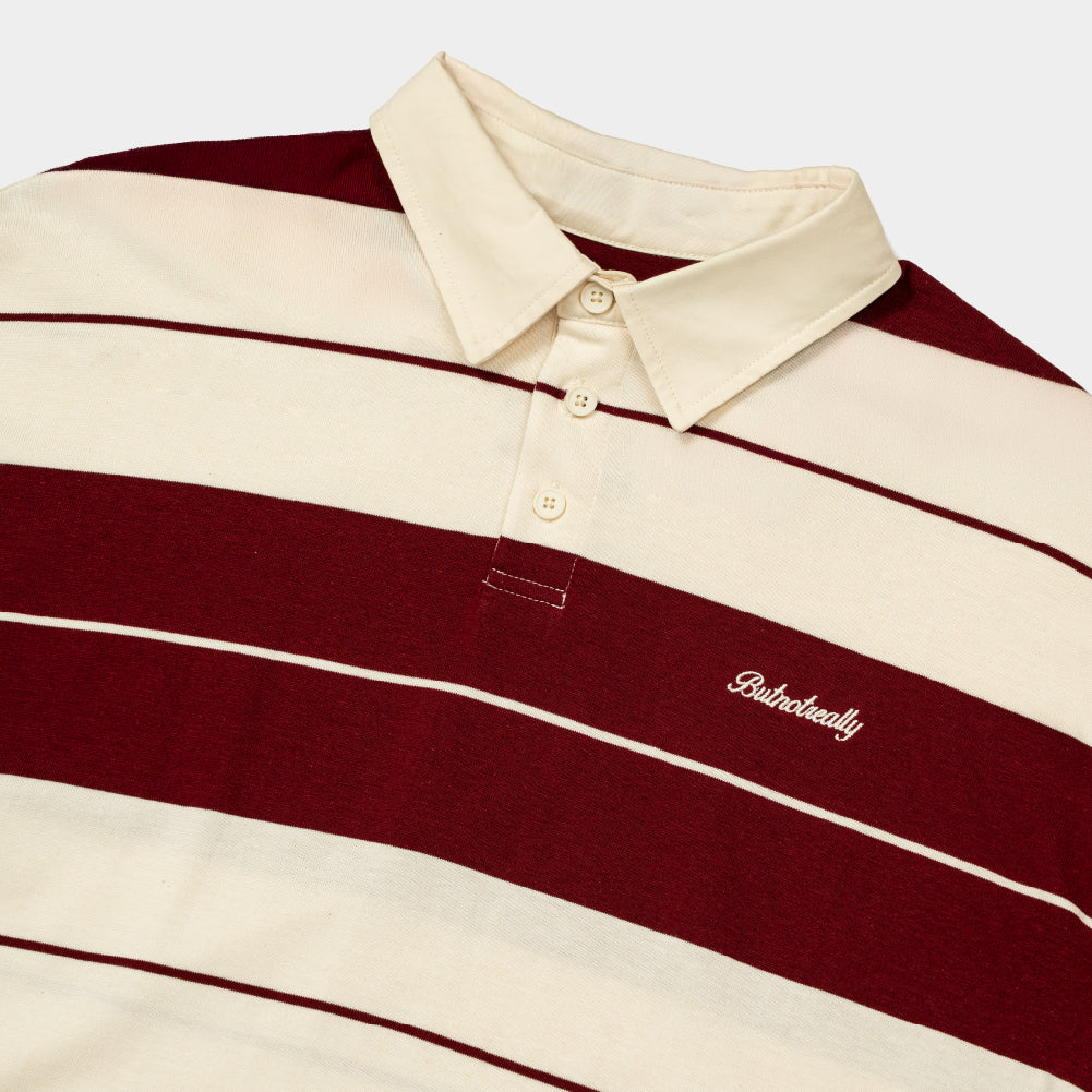 ButNotReally™ Stripes Interlock Long Sleeves Polo Tee