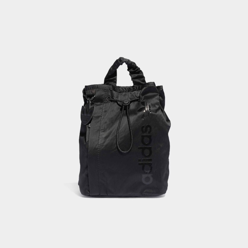 adidas Originals Black Satin Mini Bucket Backpack